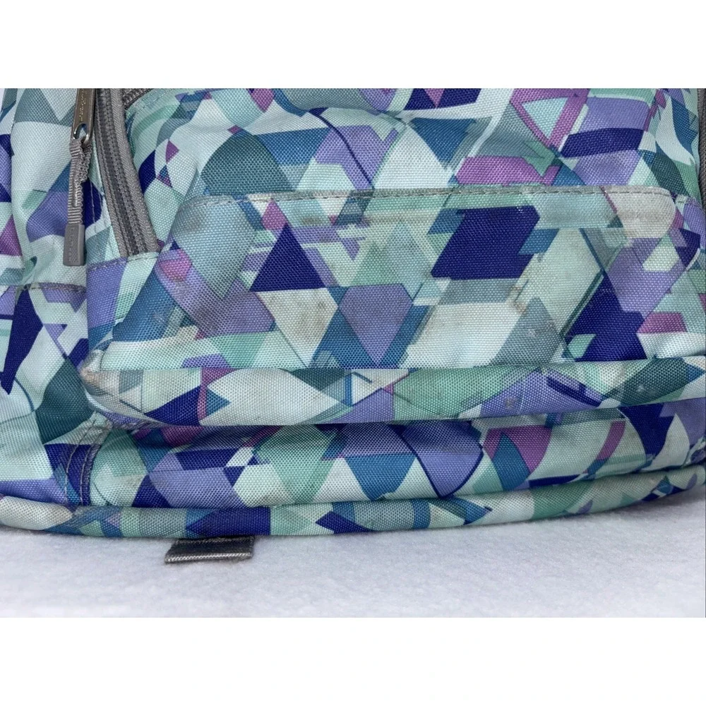 LL Bean Kids Deluxe Book Pack 37L Weatherproof Periwinkle Sky Chevron Backpack